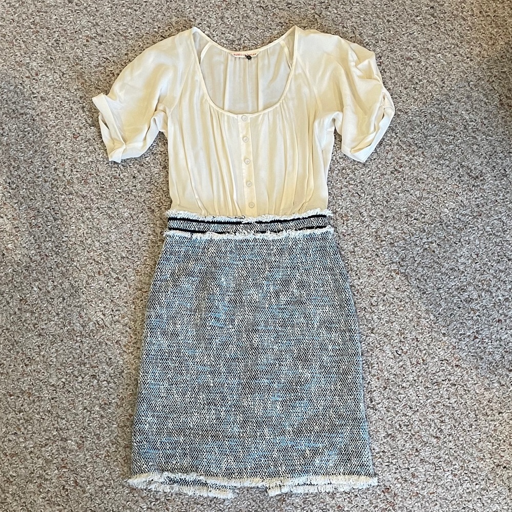 Rebecca Taylor Chiffon and Tweed Dress NWOT